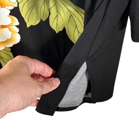 Chico's NWT Women's 3 (XL) Black Asian Eastern Bouquet 3/4 Sleeve Tunic Blouse - Picture 11 of 11